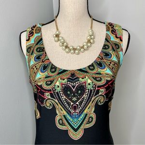 Joseph Ribkoff Black patterned sleeveless dress size 8